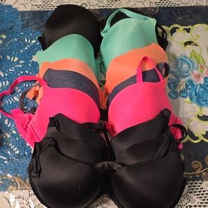 Victoria's Secret Black, Pink, and Teal Bra Collection